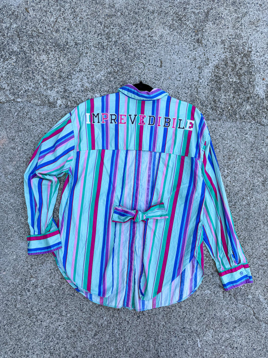 Camicia righe ‘Imprevedibile’ fiocco