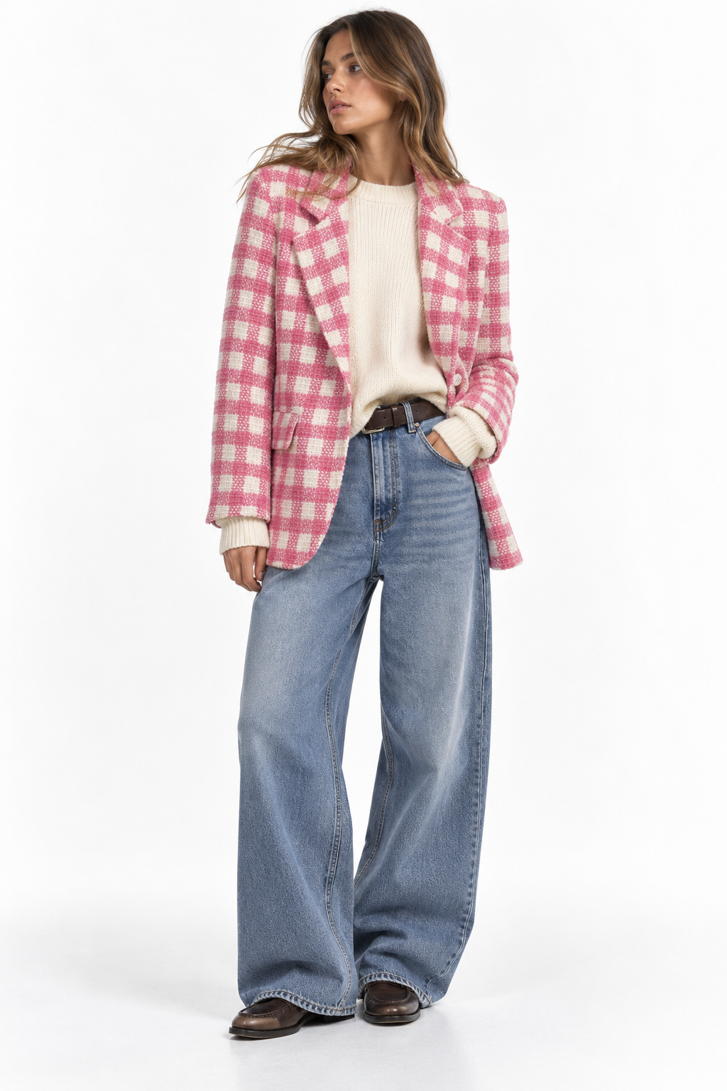Blazer Tweed Rosa e Panna