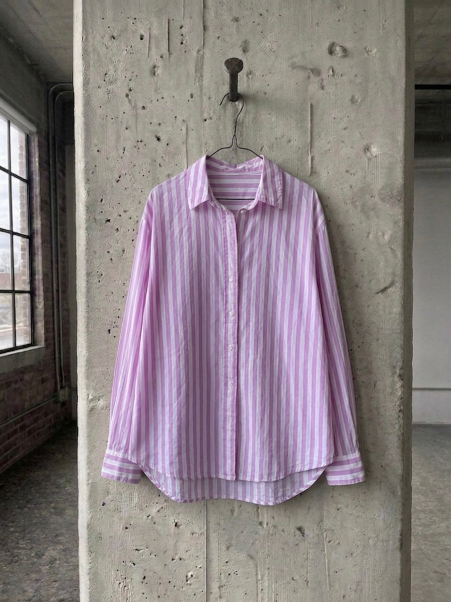 Camicia righe ‘santa pazienza’ handprinted
