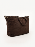 Maxi shopper in pelle e borchie