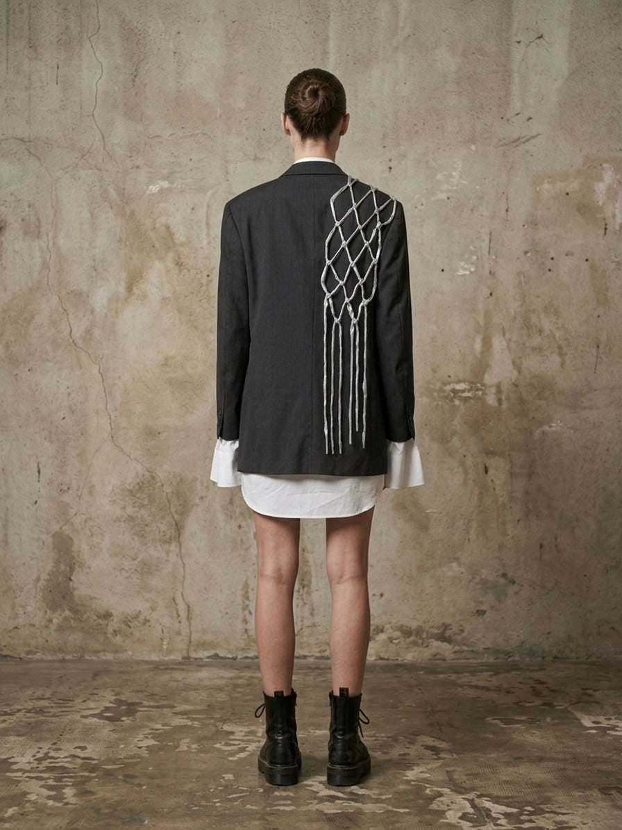 Blazer vintage Valentino ‘silver knot’ reworked
