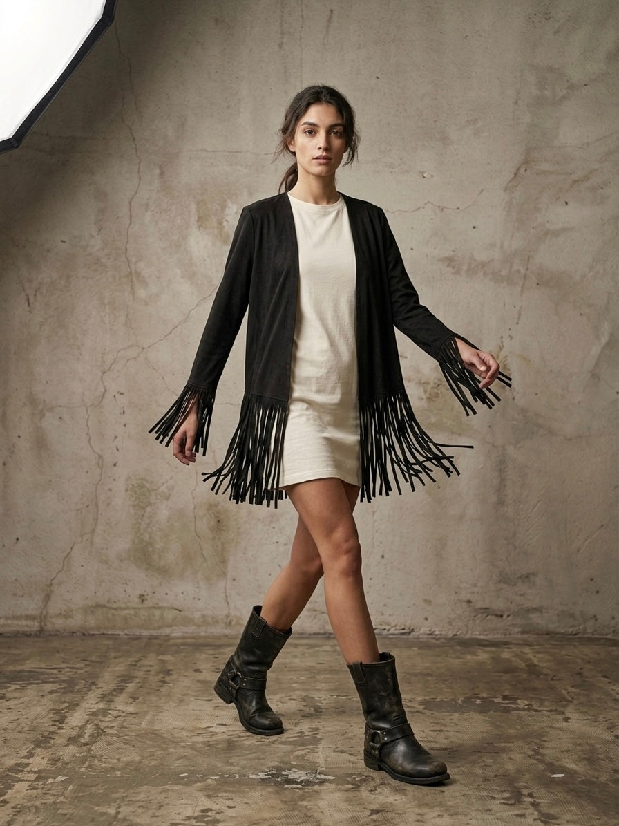 Giacca suede frange