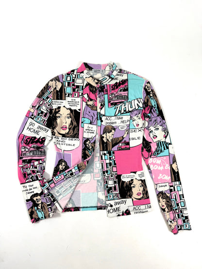Cardigan vintage stampa pop art