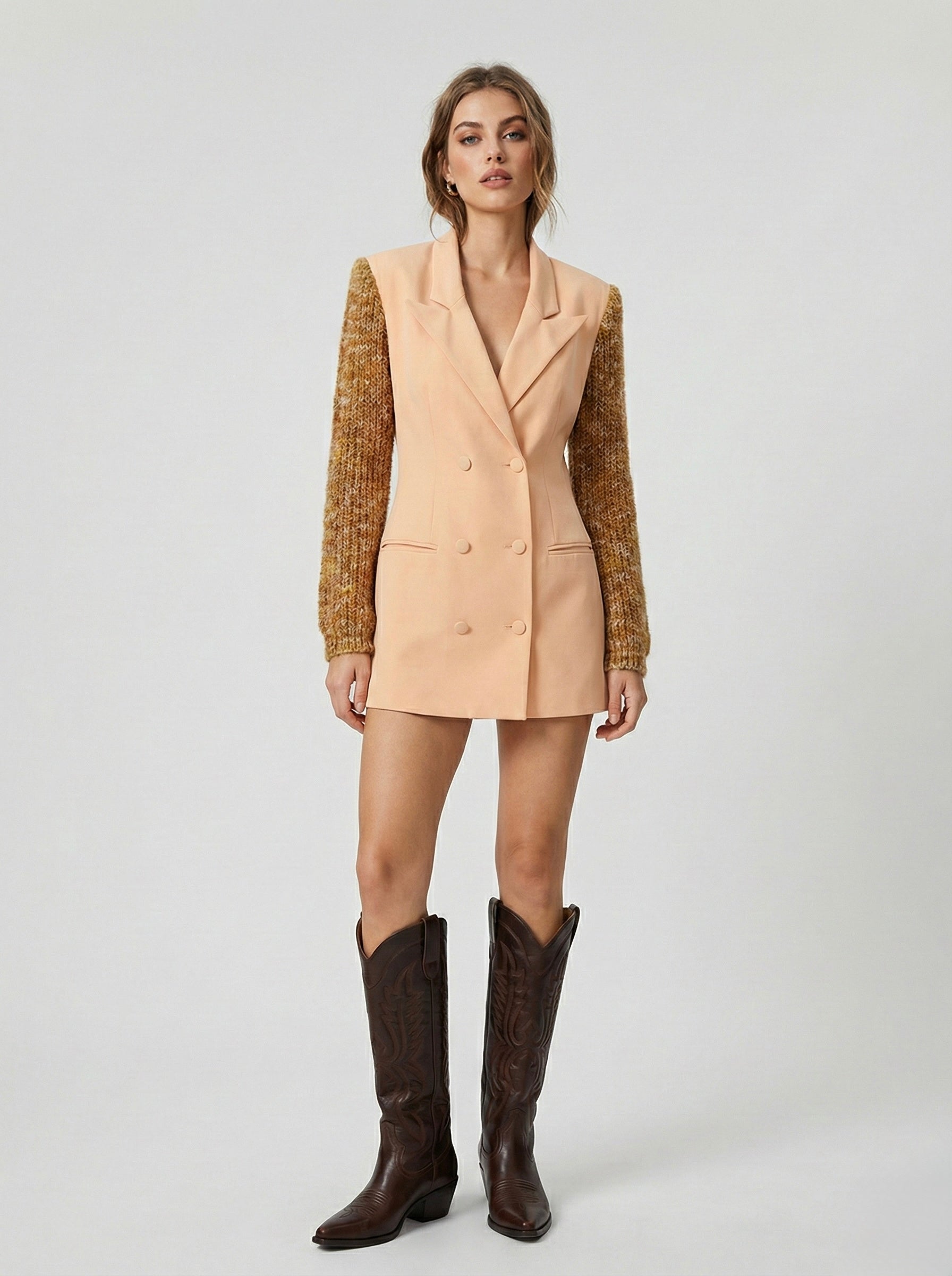 Blazer-robe manteau albicocca & wool handmade