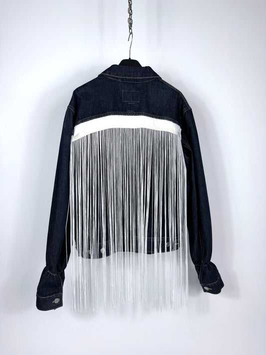 Giacca di jeans frange e patch