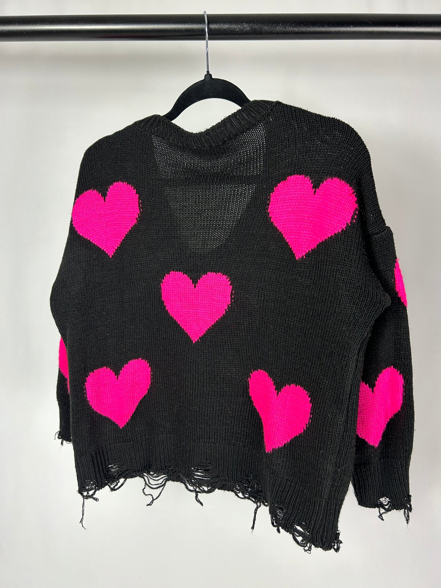 Pull scollo V cuori fuxia tg.S