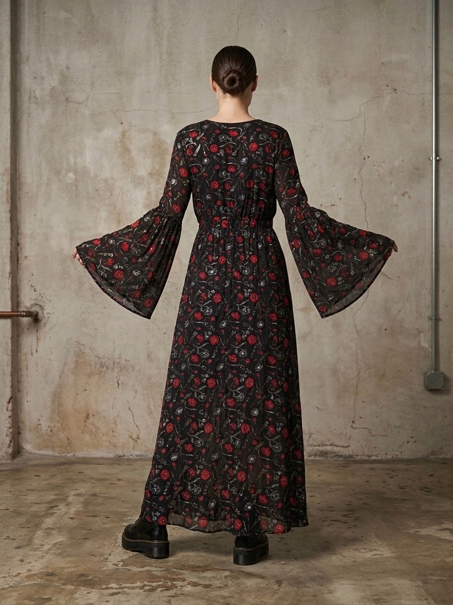 Abito nero spacco fiori