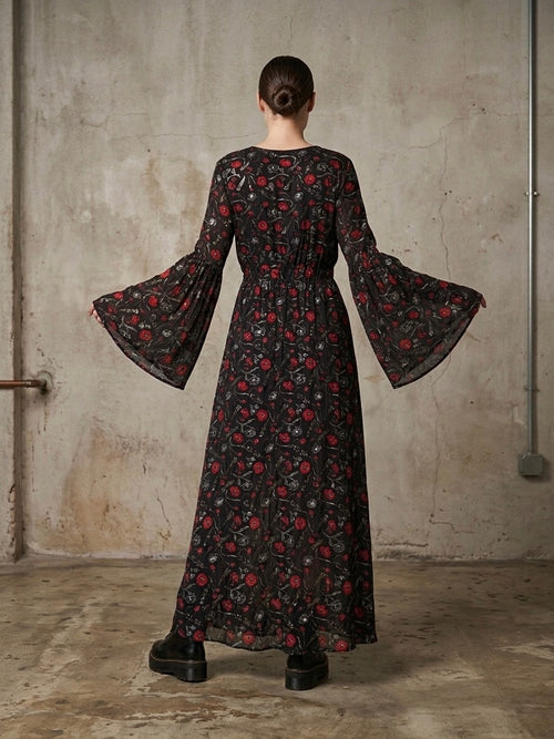 Abito nero spacco fiori