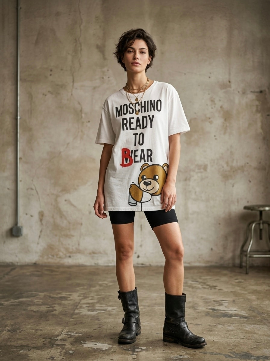 T-shirt over Moschino by Jeremy Scott