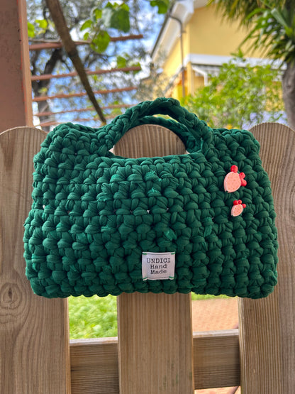 Emerald ficus crochet bag