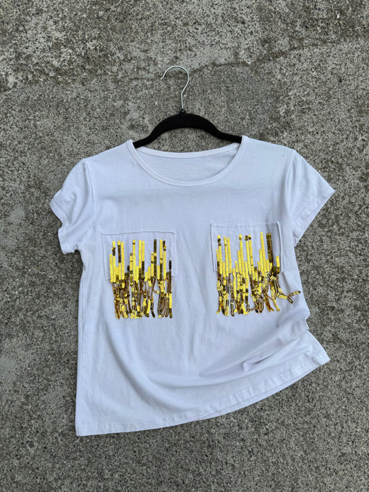 T-shirt tasche paillettes tg.S