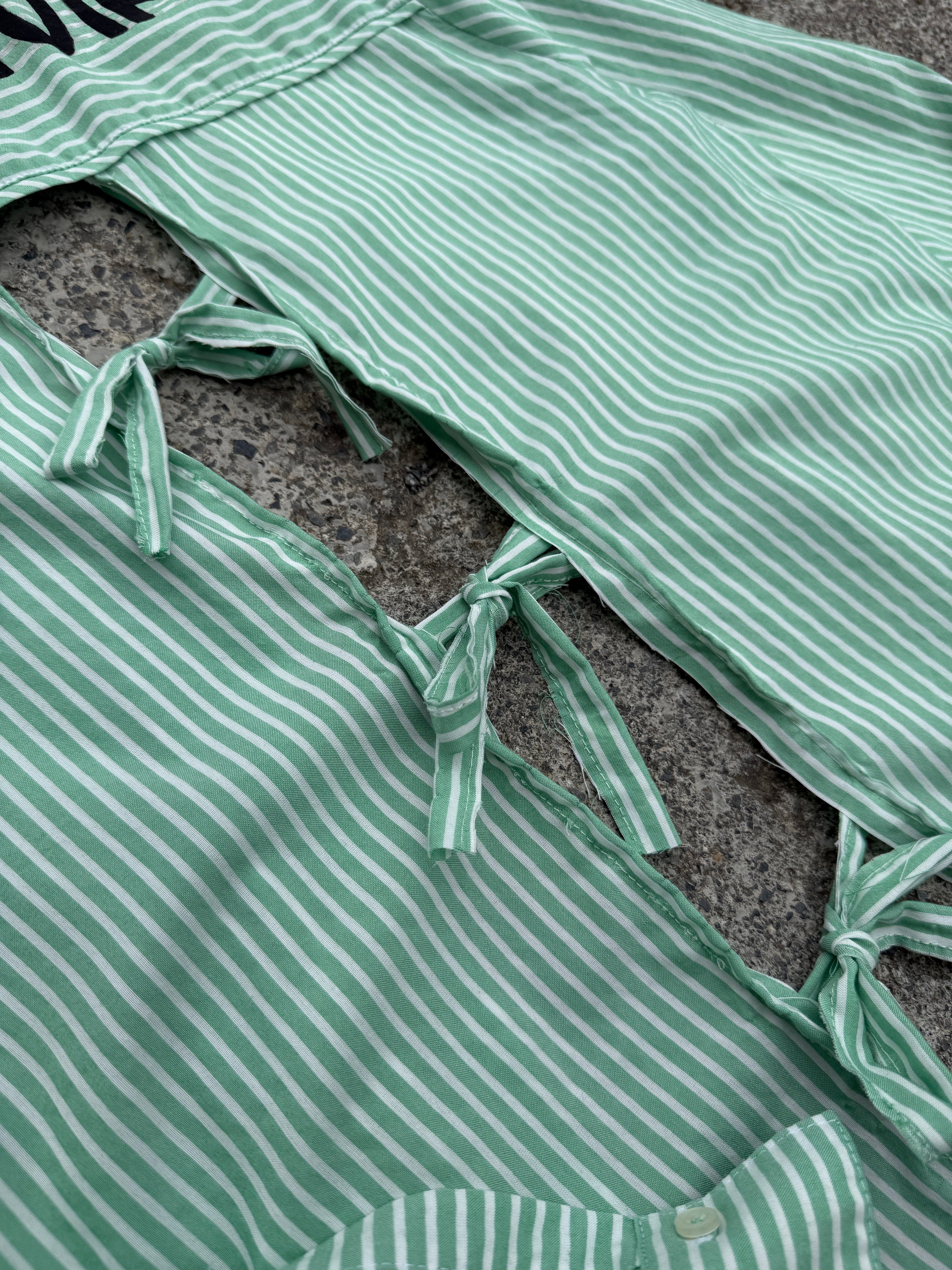 Camicia righe handmade ‘Mi annoiate’ tg.M