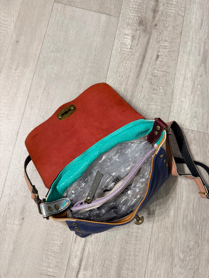 Postina multicolor in pelle handmade