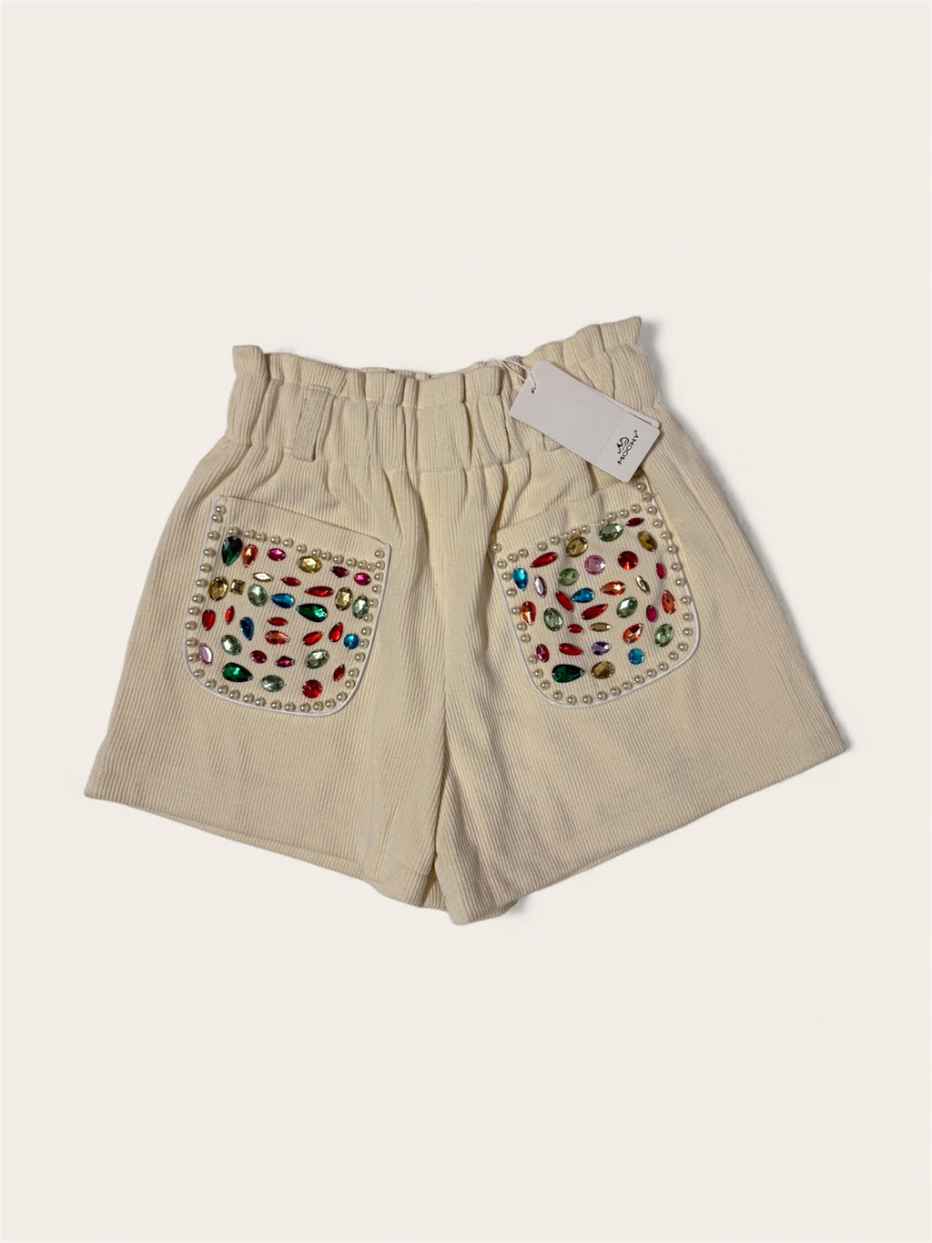 Shorts costine di velluto strass