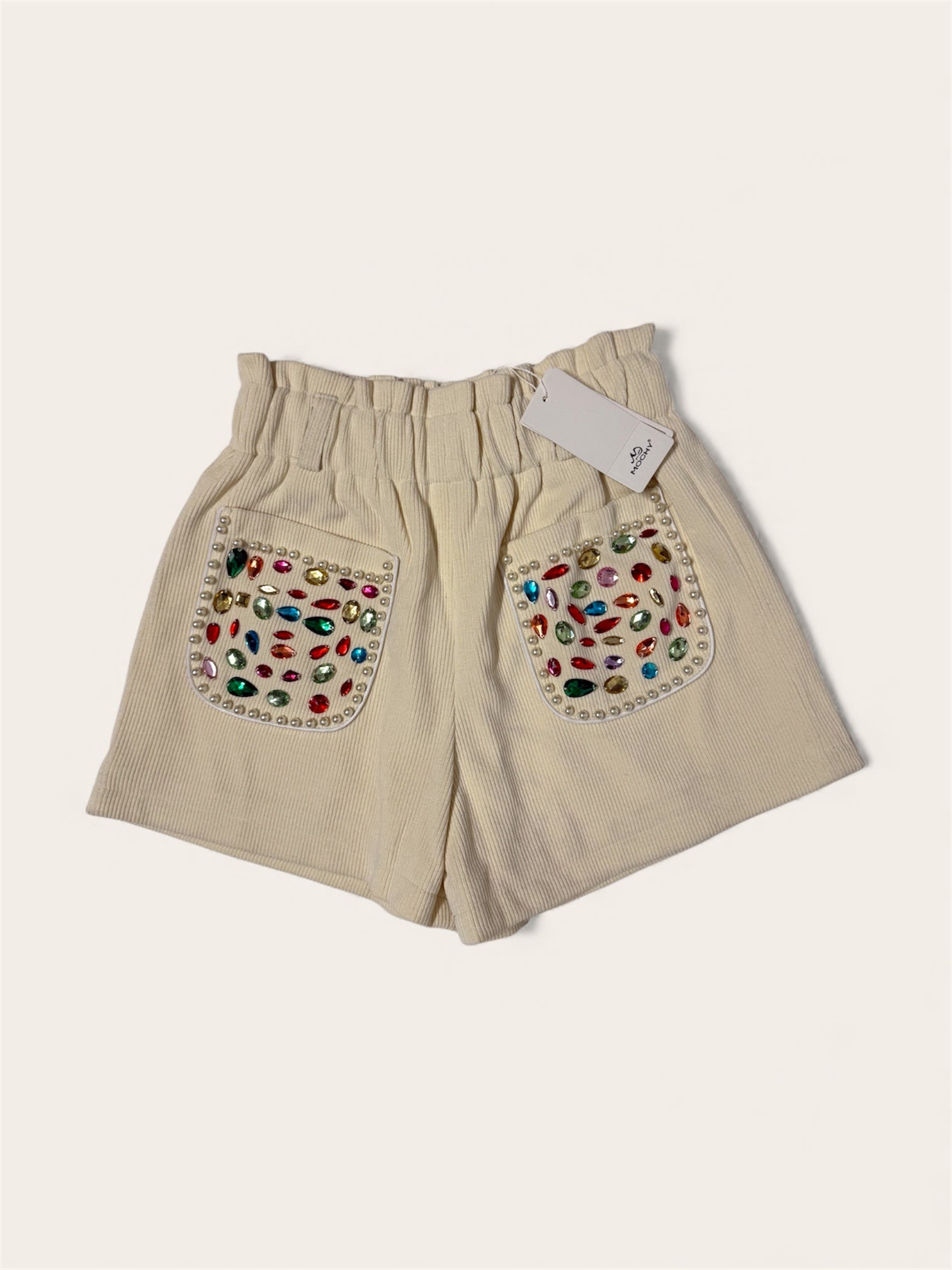 Shorts costine di velluto strass