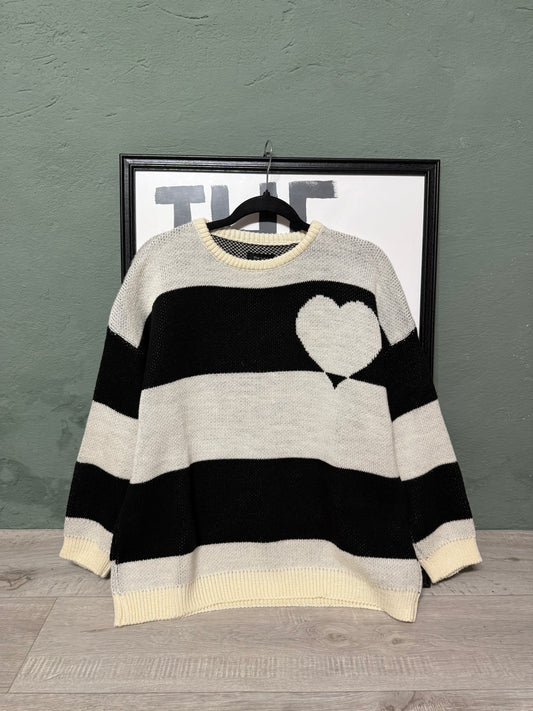Pull girocollo righe cuore The Lulù