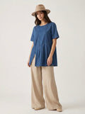 T-shirt asimmetrica effetto denim