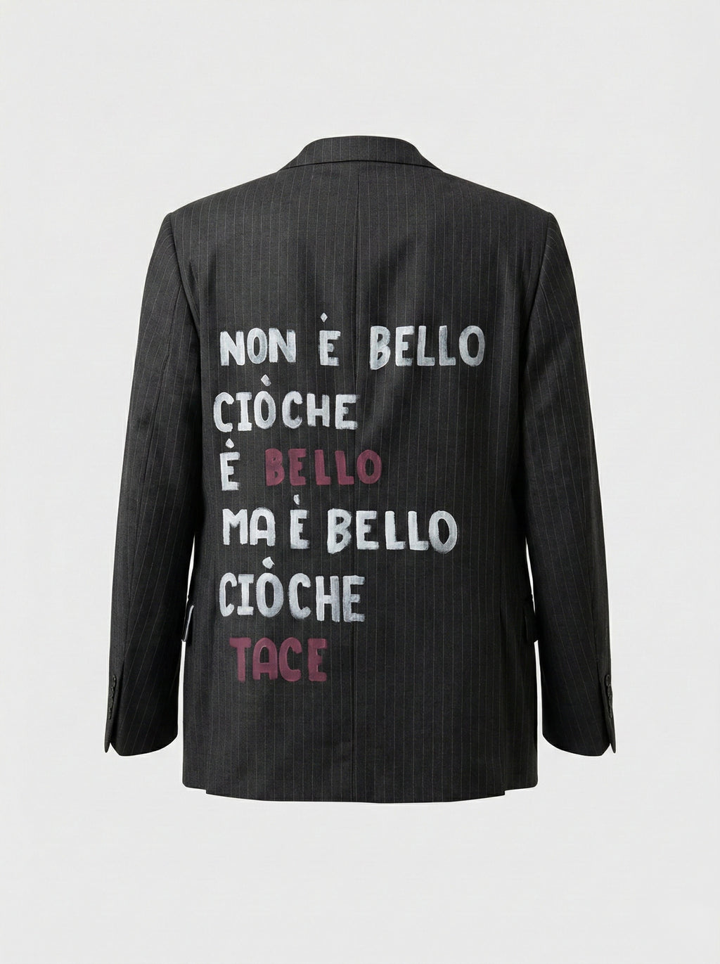 Blazer gessato ‘Non è bello’ handmade