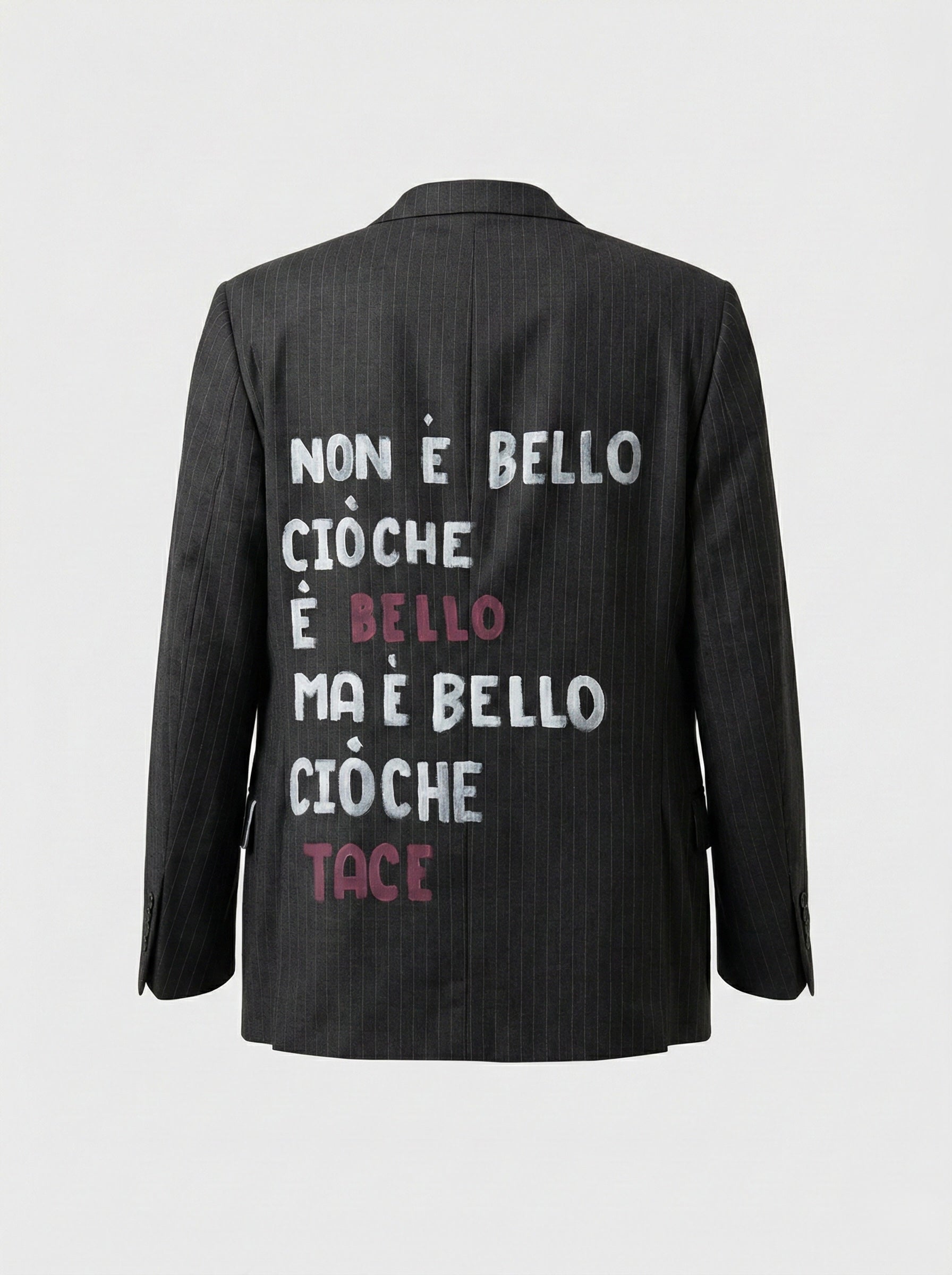 Blazer gessato ‘Non è bello’ handmade