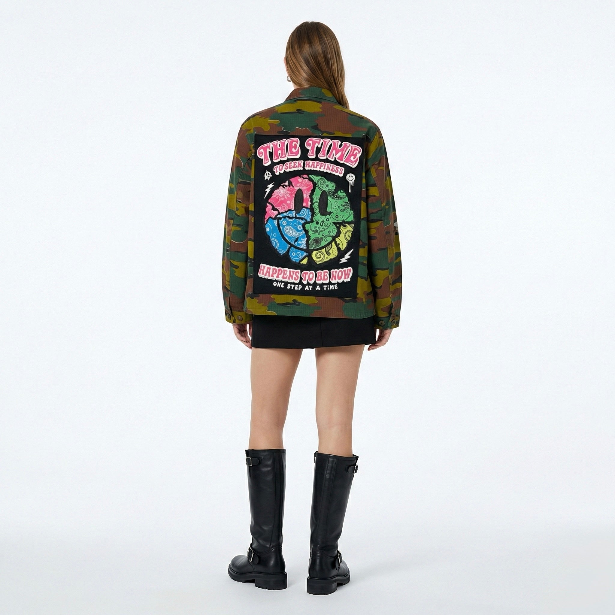 Giacca militare ‘Fluo smile’ upcycling