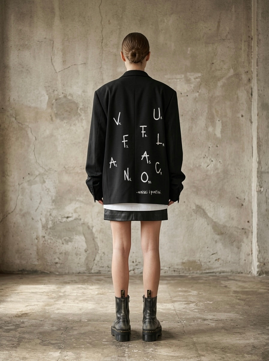 Blazer vintage doppiopetto ‘unisci i puntini’ hand printed