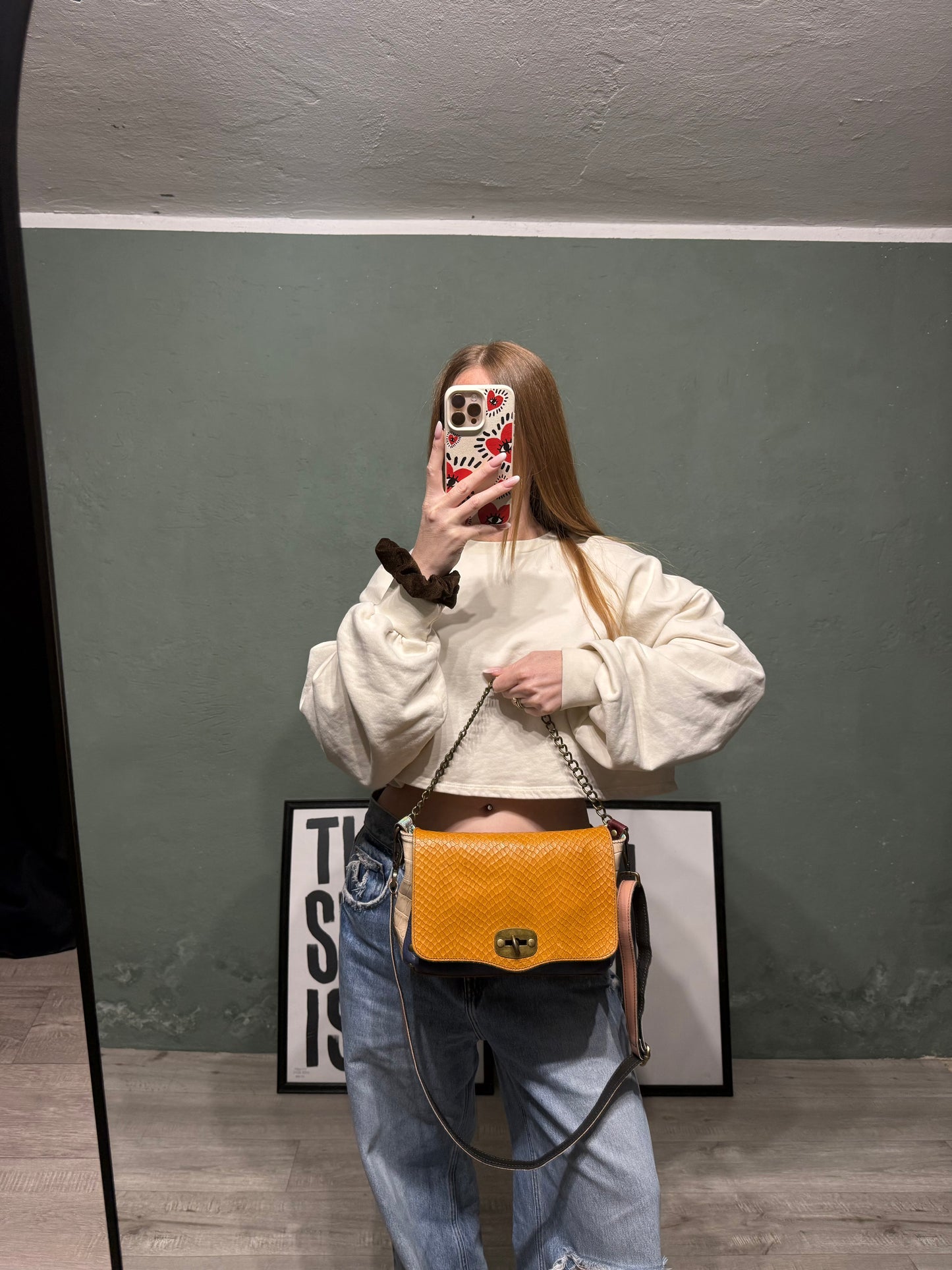 Postina multicolor in pelle handmade