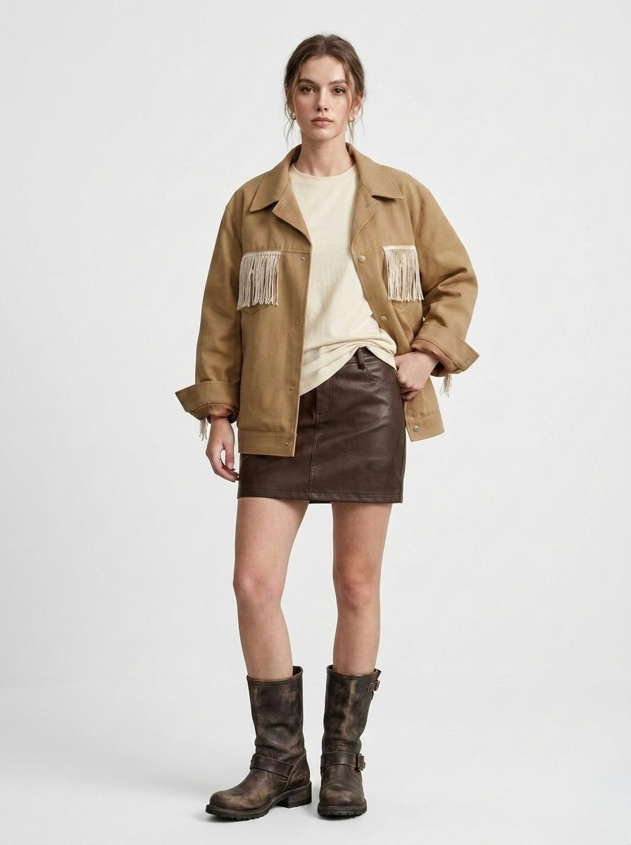 Giacca ‘Cream fringes’ handmade