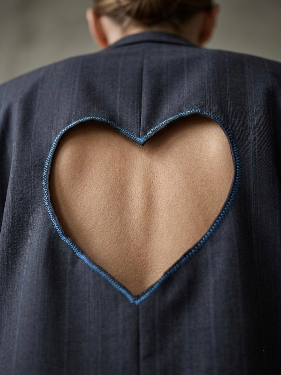 Blazer vintage doppiopetto ‘ghost heart’ reworked