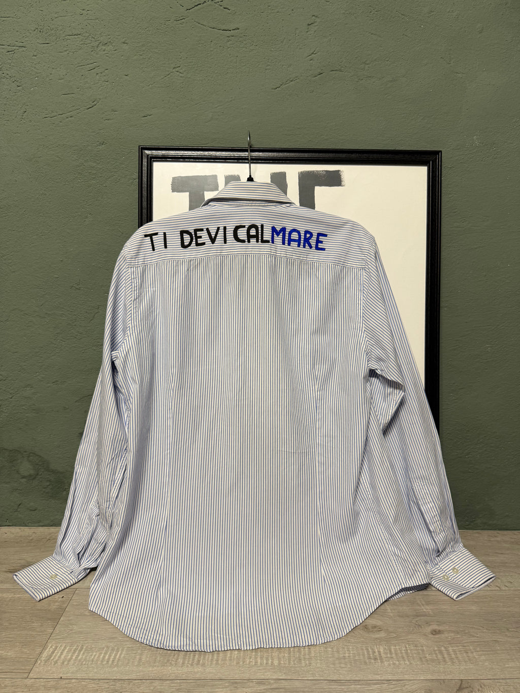 Camicia righe ‘Ti devi calmare’ tg.M