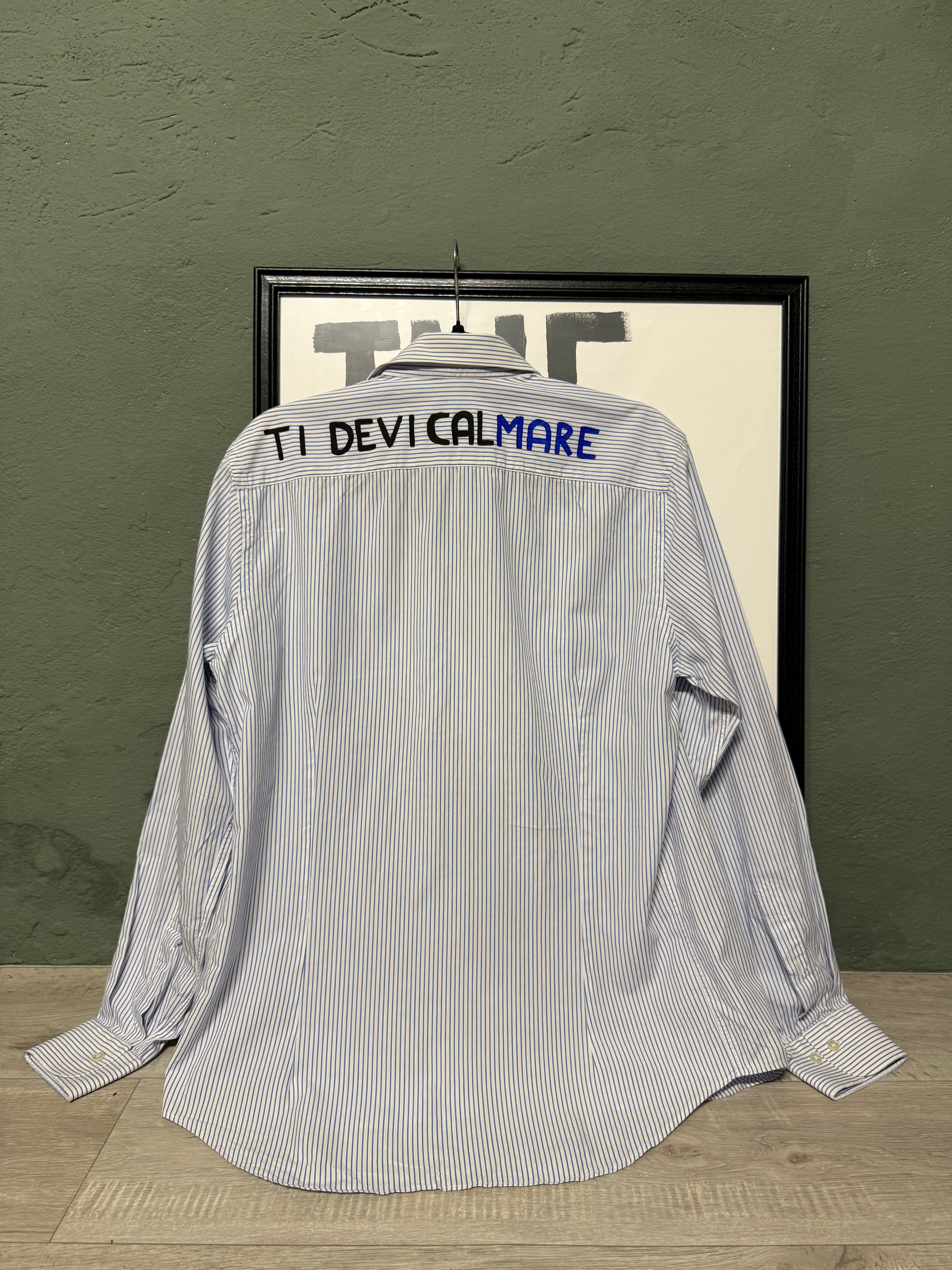 Camicia righe ‘Ti devi calmare’ tg.M