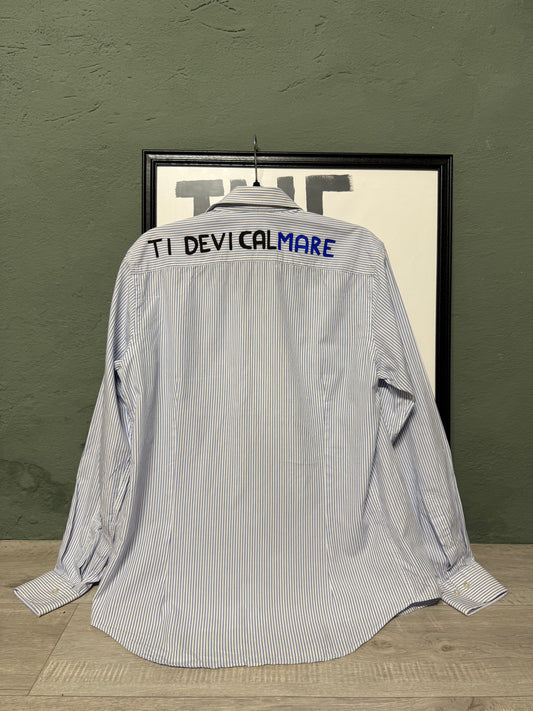 Camicia righe ‘Ti devi calmare’ tg.M