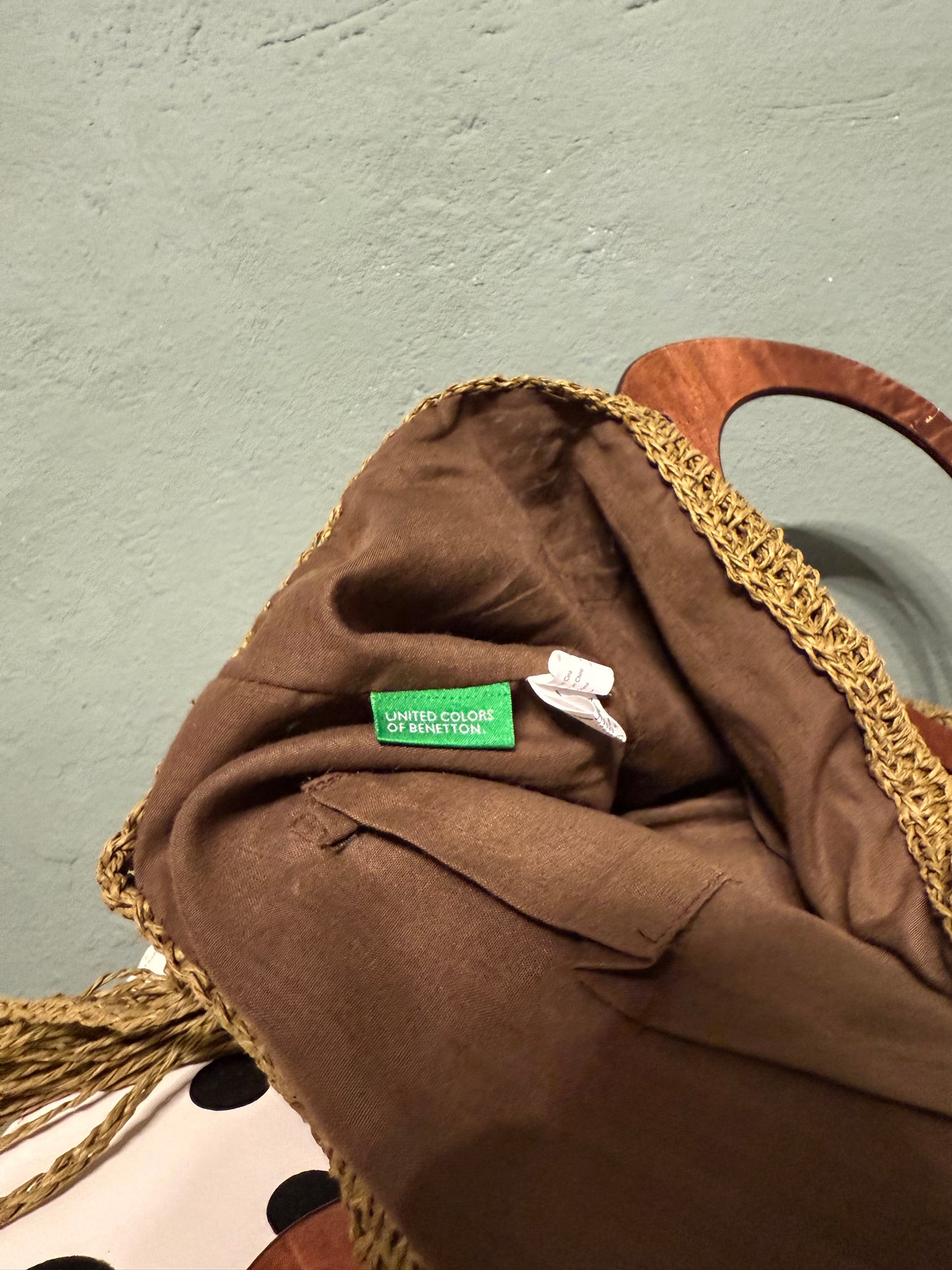Borsa macramè manico legno