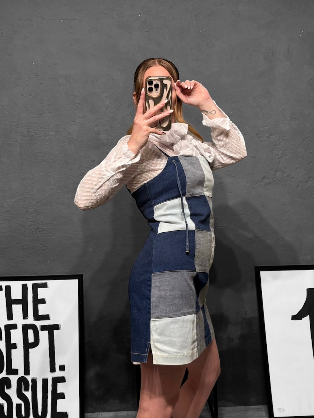 Abito denim patchwork