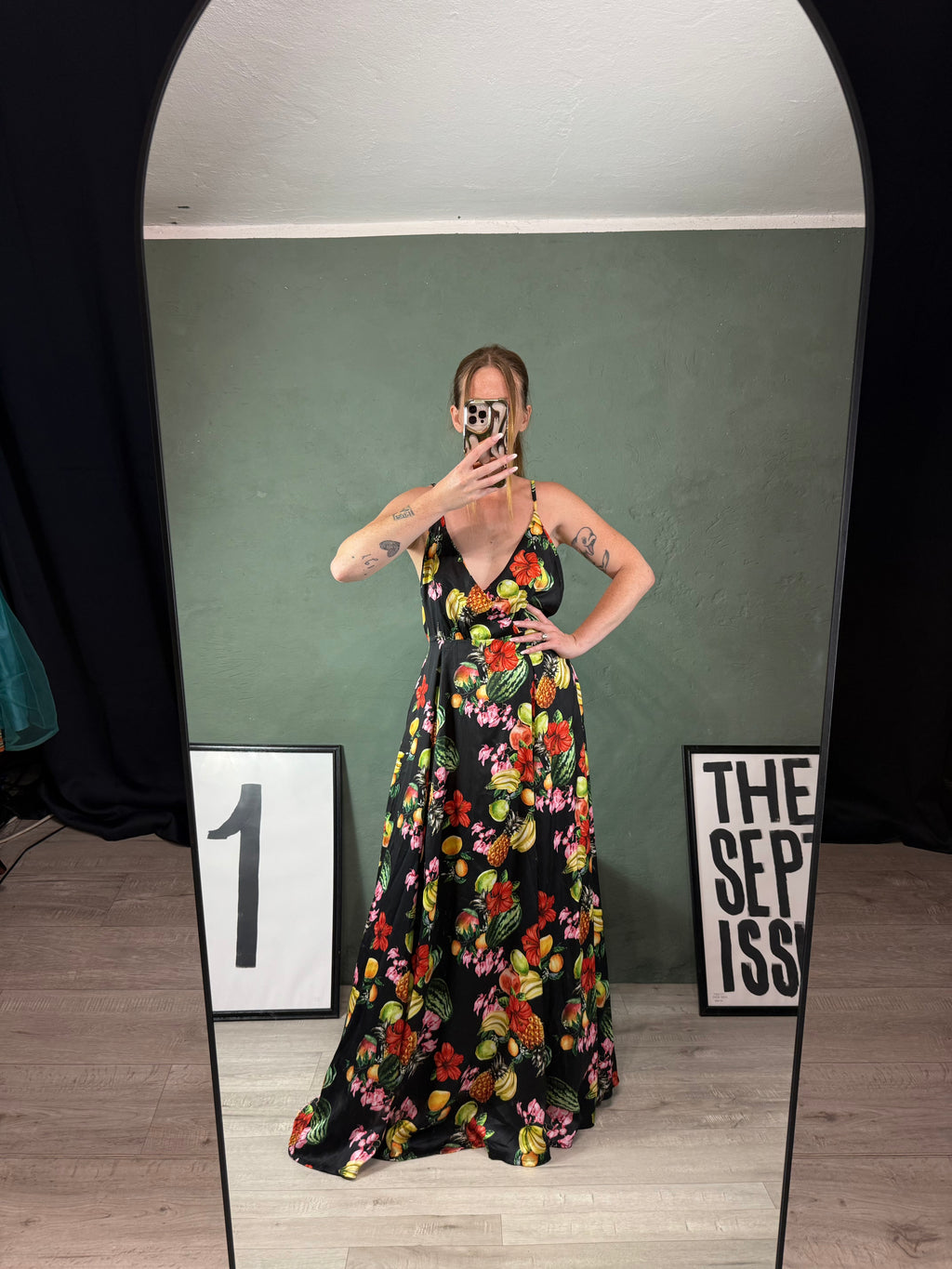 Abito lungo fantasia frutta tg.M