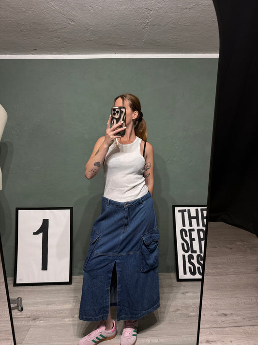 Maxi gonna denim cargo