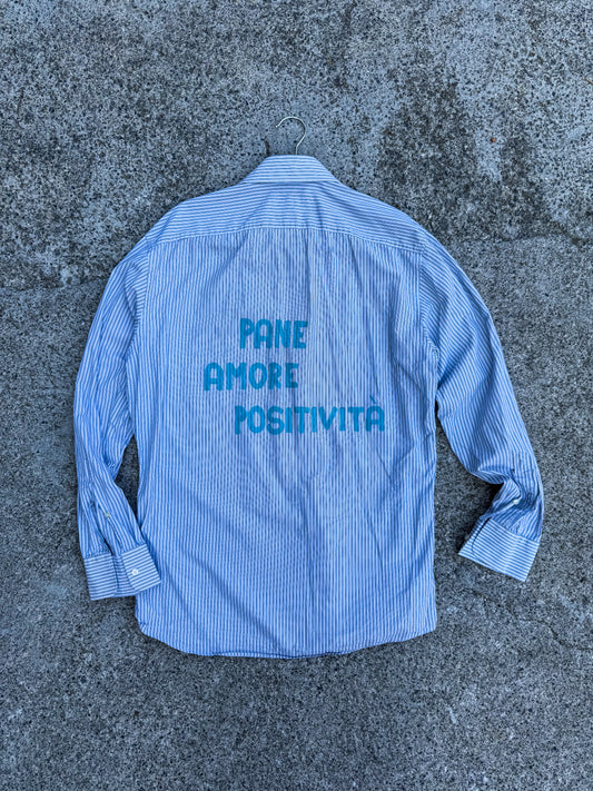 Camicia righe ‘Pane Amore Positività’