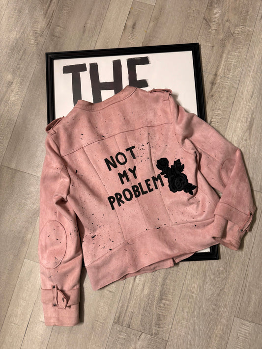 Giacca chiodo similpelle ‘Not my problem’