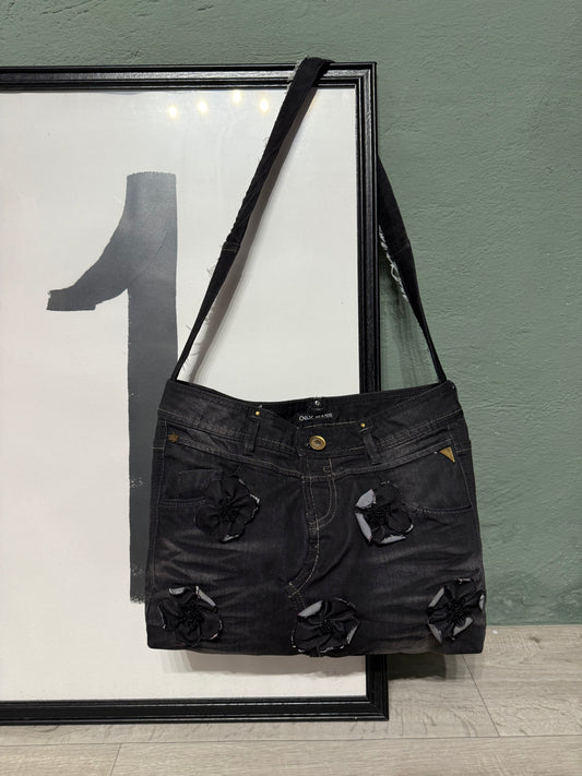 Borsa denim fiori handmade