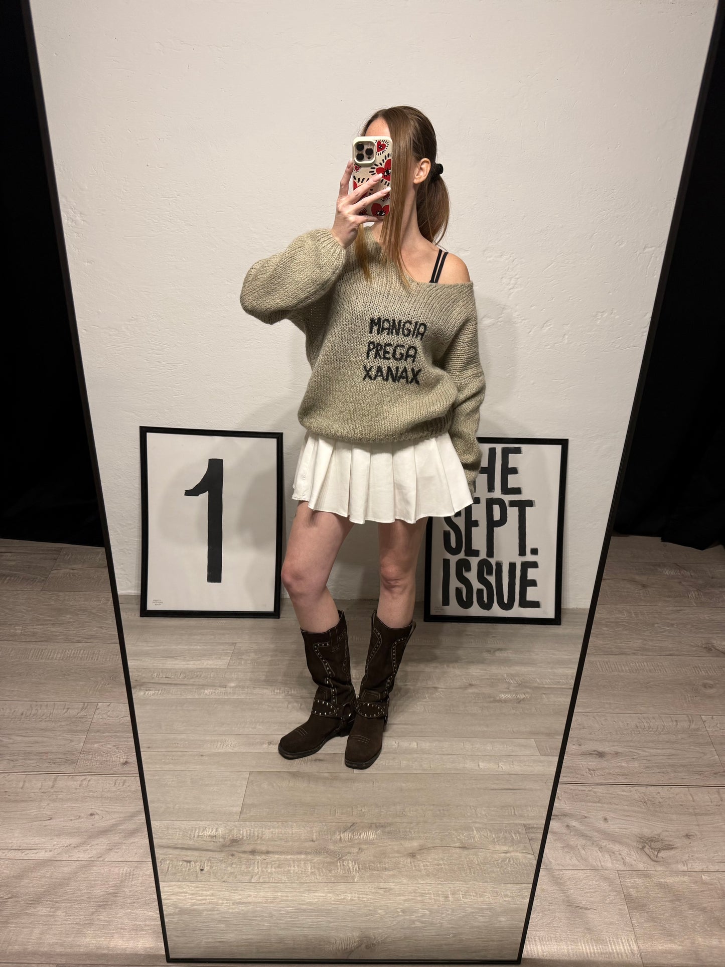 Maglioncino tricot ‘Mangia Prega Xanax’ handmade