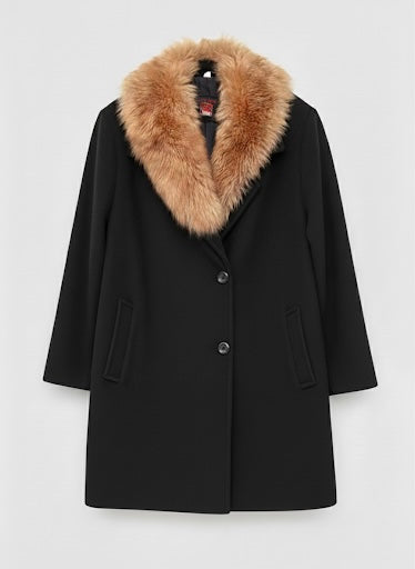 Cappotto vintage collo eco fur 80% lana