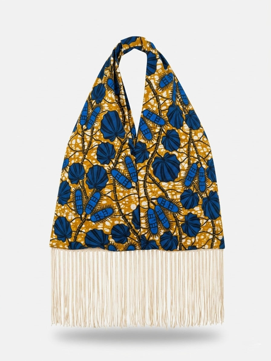 Borsa nodo frange ‘Cobalt Jungle’ handmade