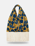 Borsa nodo frange ‘Cobalt Jungle’ handmade