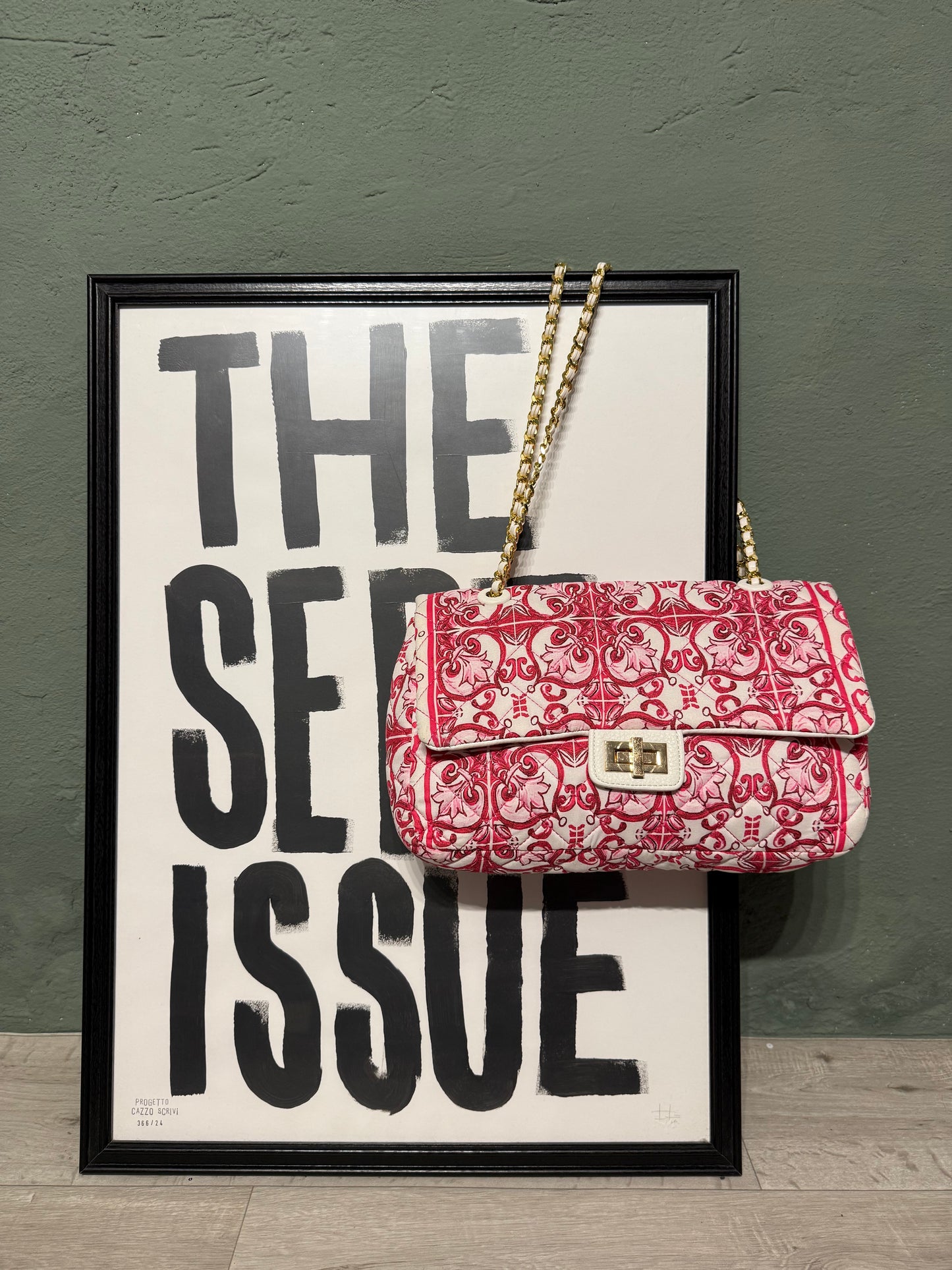 Borsa trapuntata mosaico fucsia