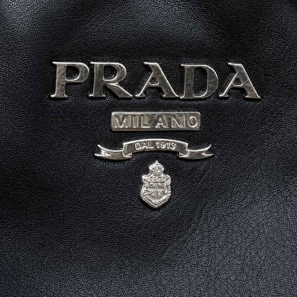 Prada Buckle Pleated Shoulder Hobo Bag Soft Calf Medium