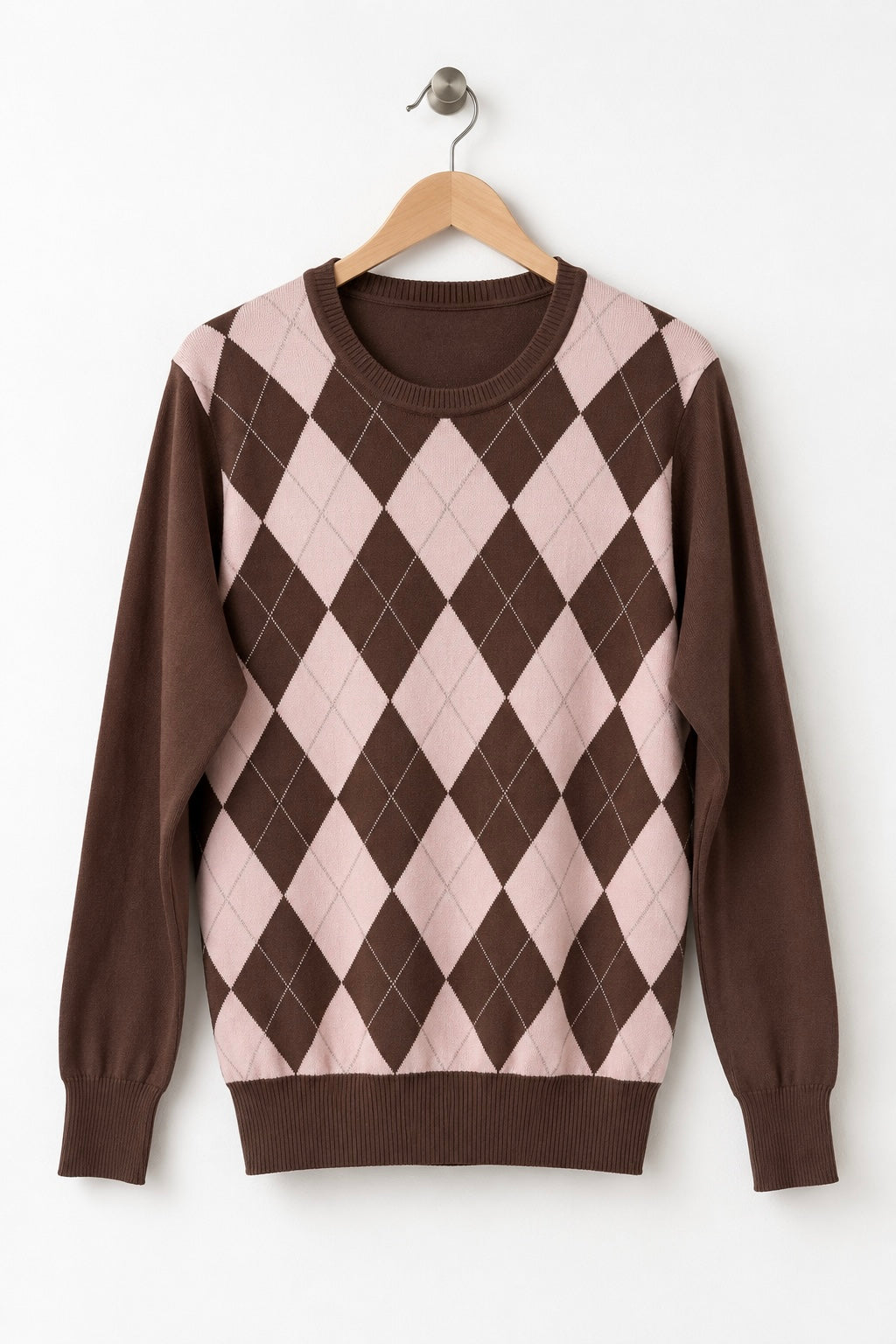 Maglioncino cotone girocollo rombi cioccolato S