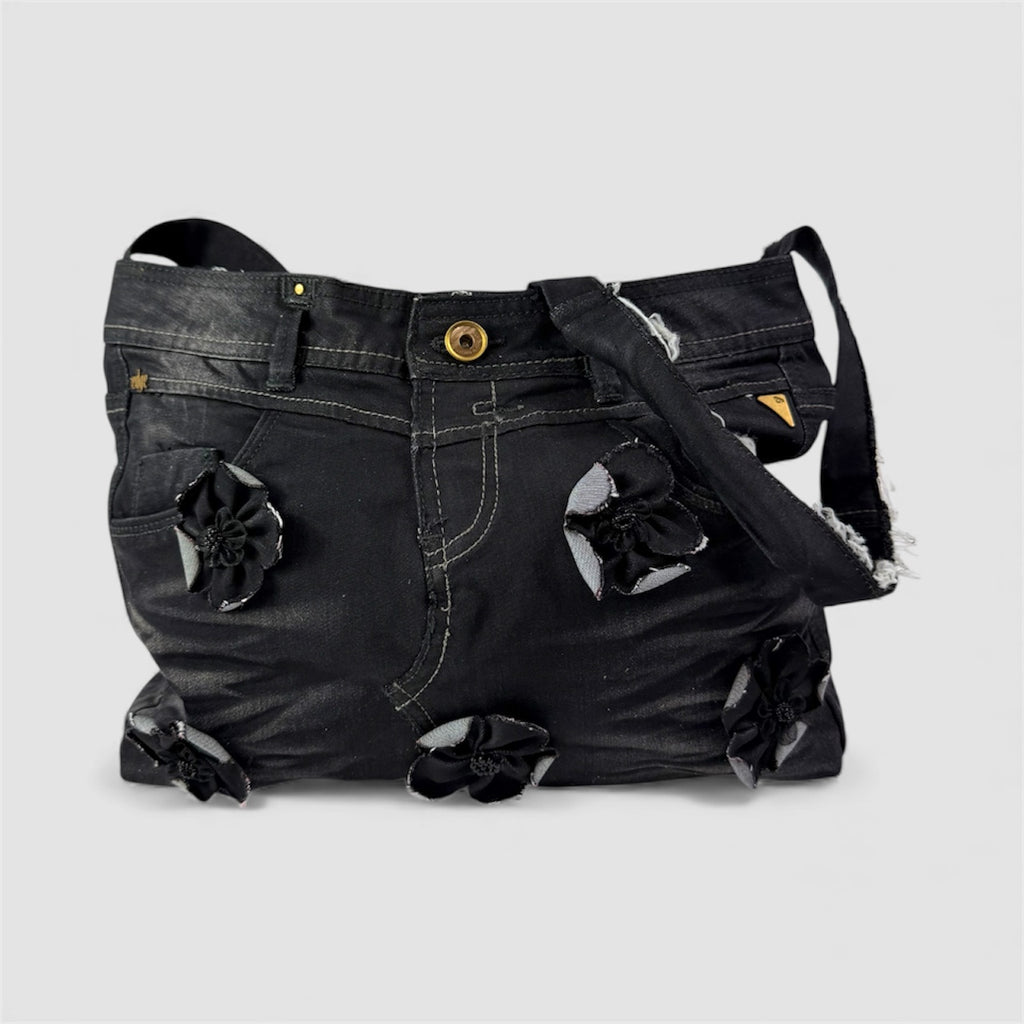 Borsa denim fiori Handmade
