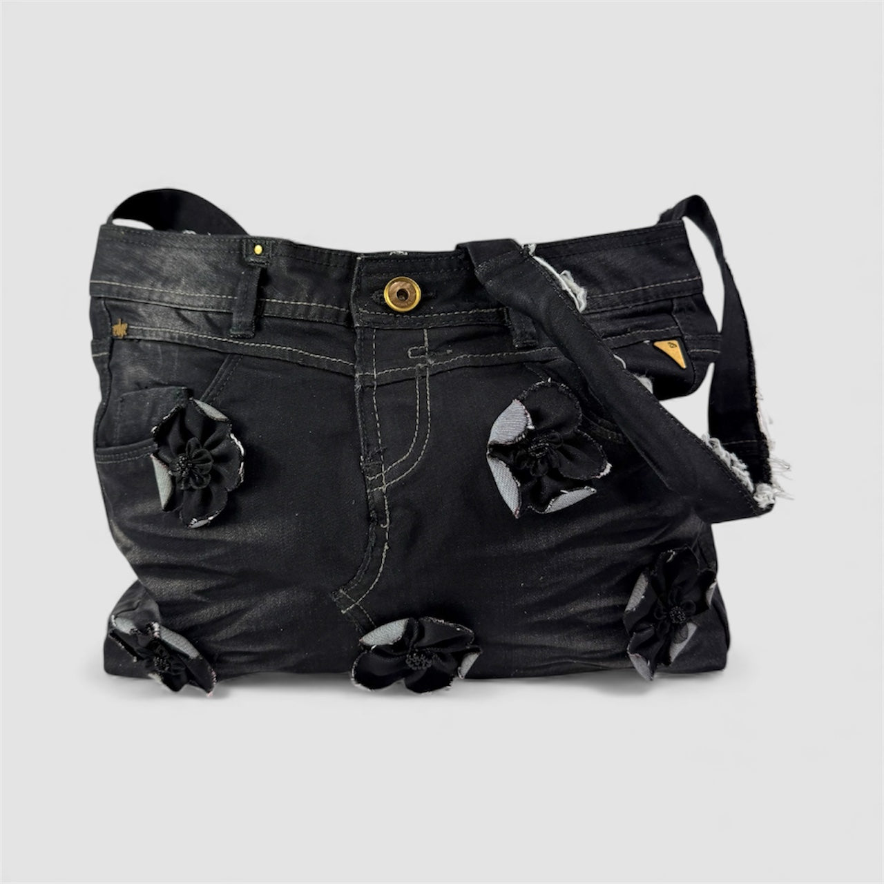 Borsa denim fiori Handmade