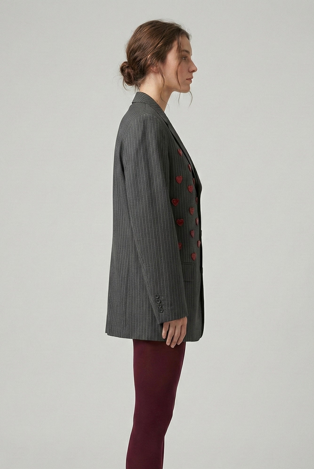 Blazer gessato vintage ‘Red hearts’ handmade