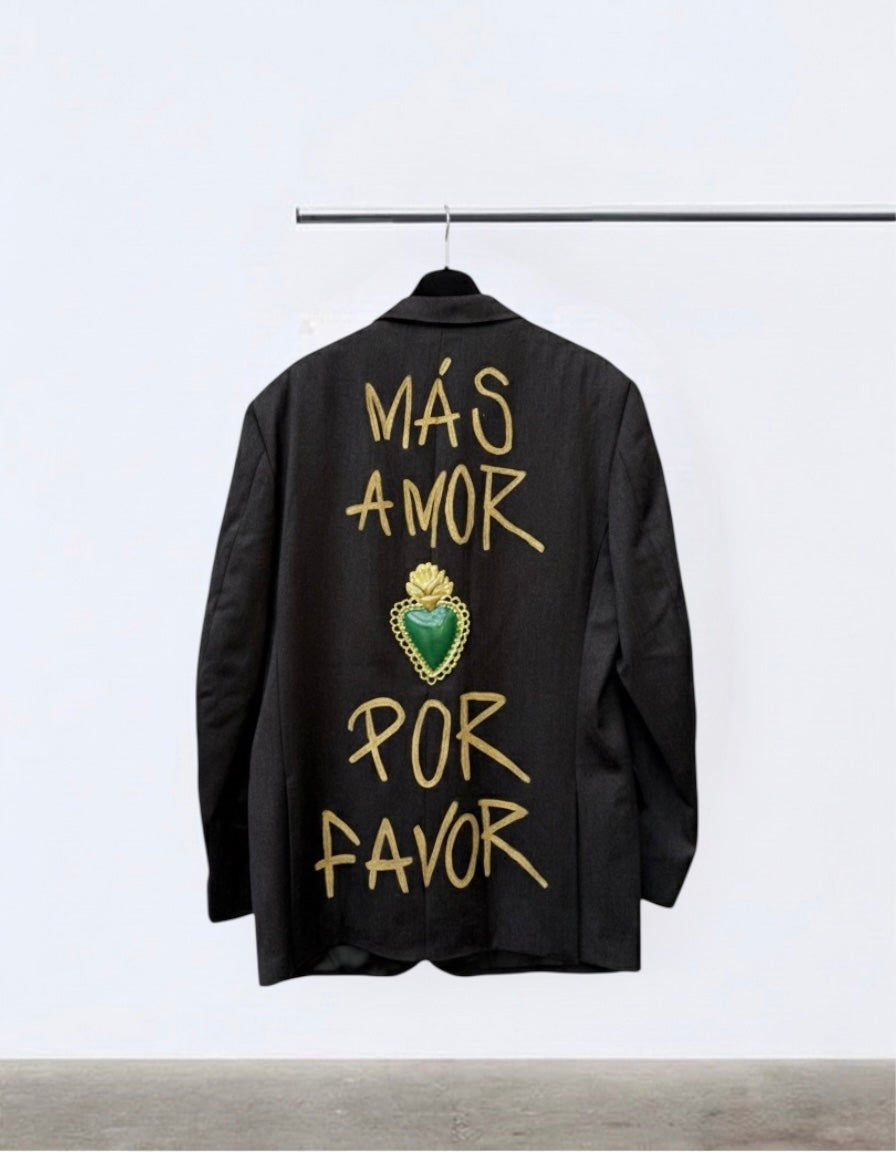 Blazer vintage ‘Más amor por favor’ Sacré-Cœur handmade - upcycling