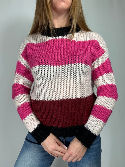 Pull girocollo tricot tricolor tg.S